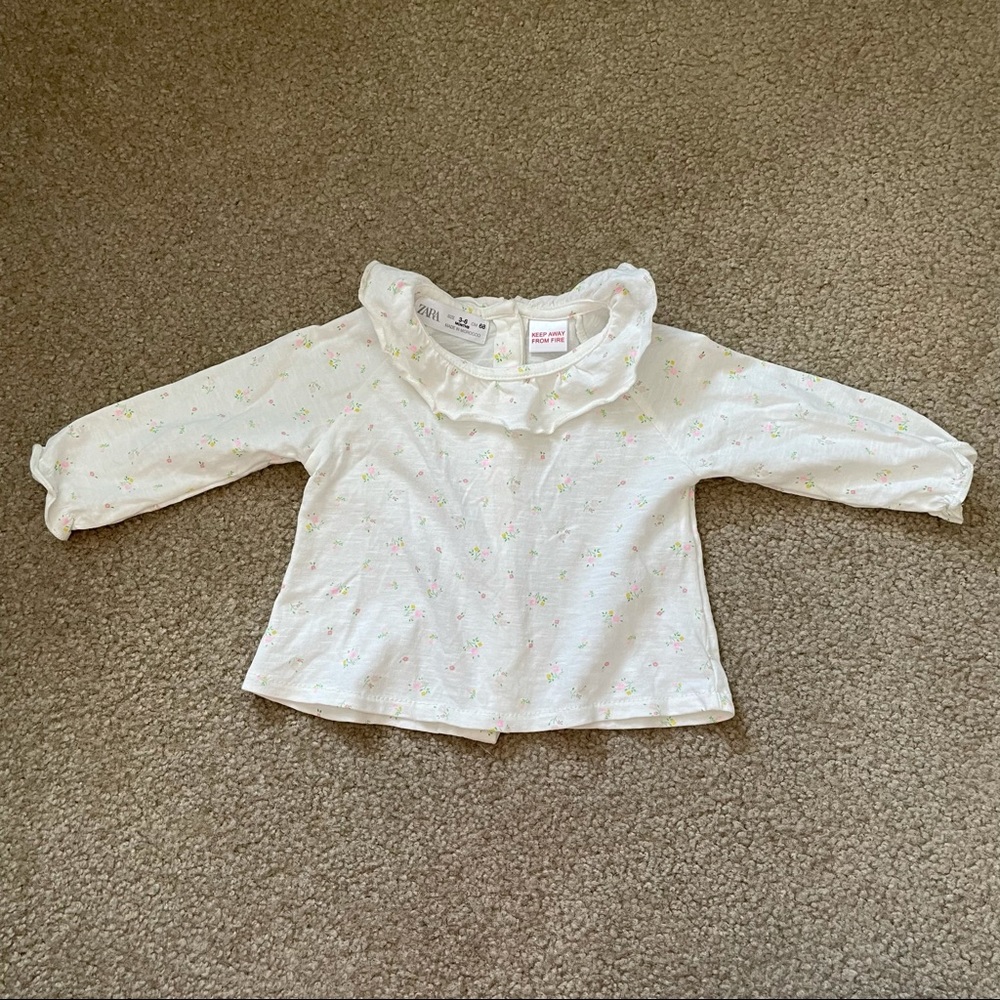 Zara Baby Long Sleeve Floral Shirt 3-6 Months